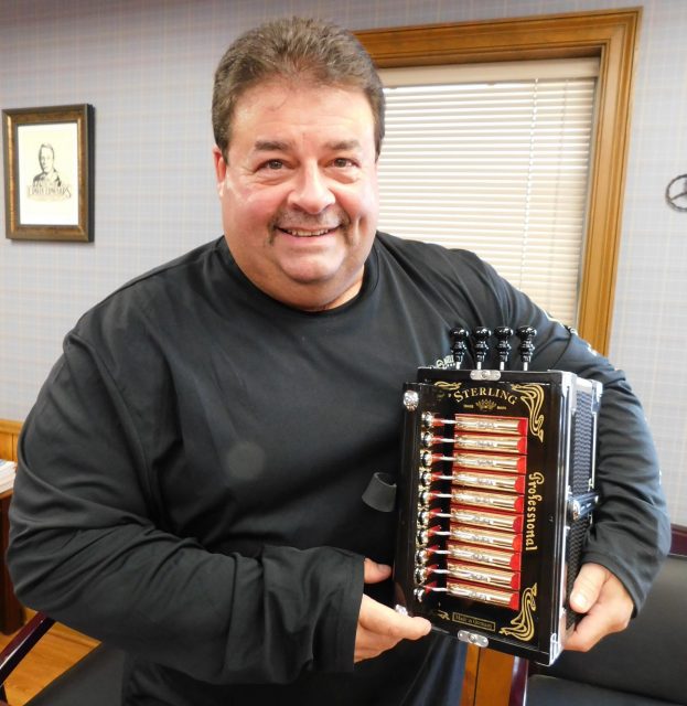 photo: Richard LeBouef with rare accordian