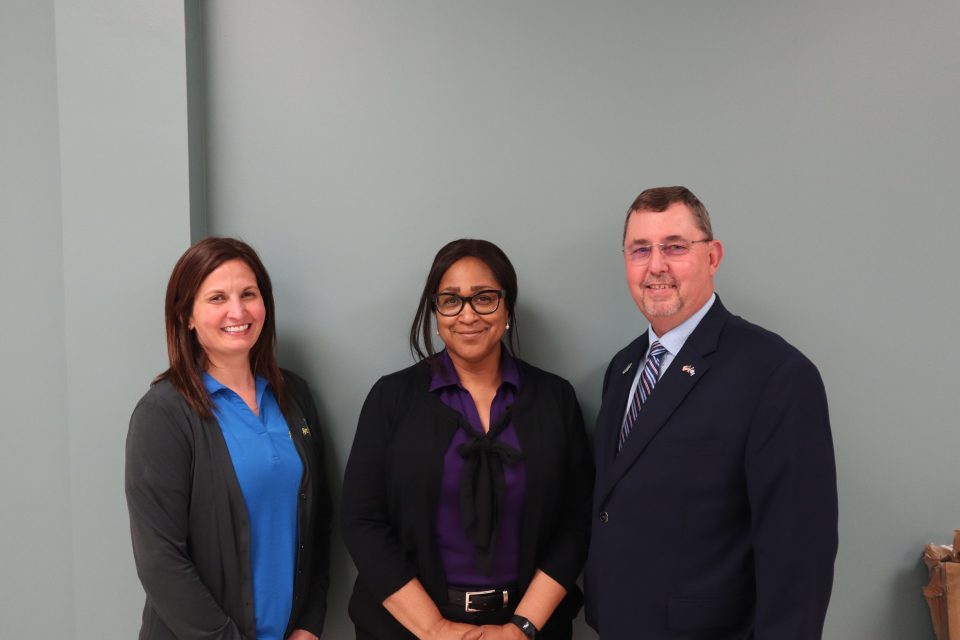 Finance Director Caryn Fulop, WIOA Workforce Director Brenda Foulcard, and St. Landry Parish President Jessie Bellard